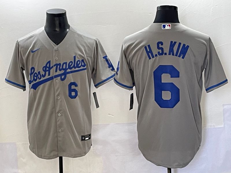 Men 2025 Los Angeles Dodgers 6 H.S.Kim Grey Game Nike MLB Jersey style 5
